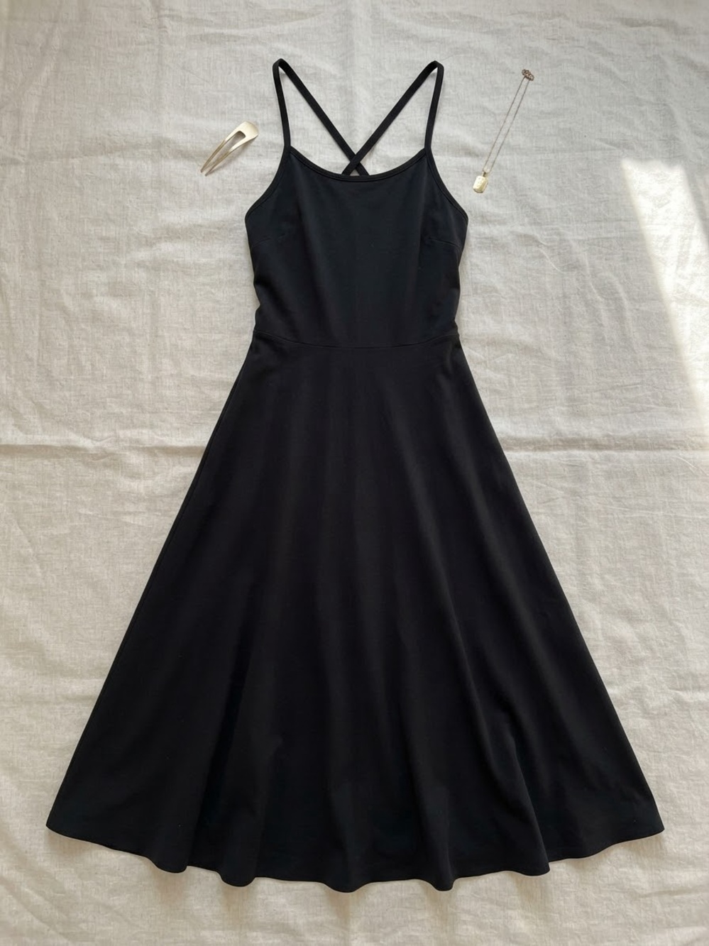 Pact Organic Cotton Black Crisscross Active Dress with Pockets - Size L